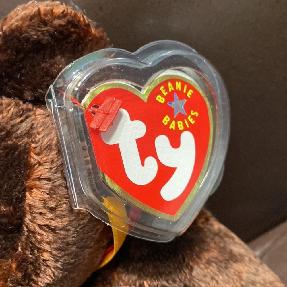 Ty Beanie Babies Baby M.C. Teddy Bear Brown Rare Vintage Collectible Plush NWT - Picture 2 of 4